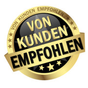 Button mit Banner " VON KUNDEN EMPFOHLEN "